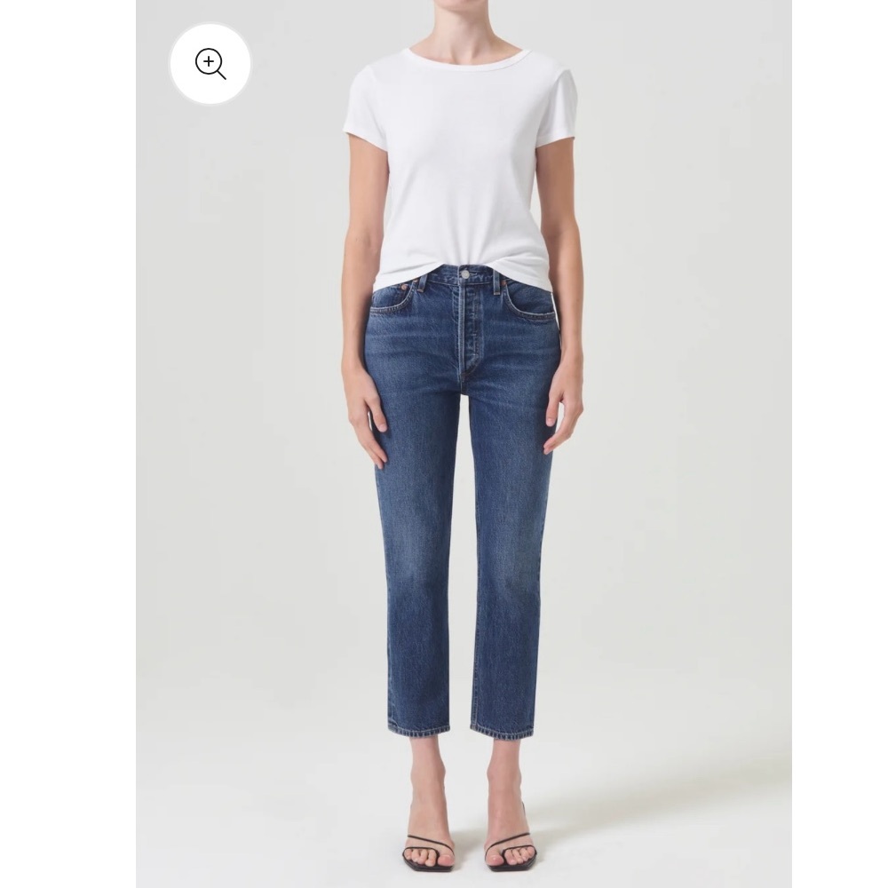Agolde Riley high rise straight crop jeans in dark wash